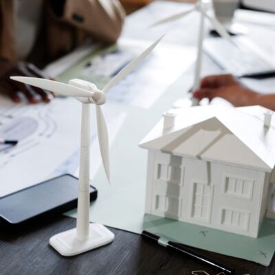 Modelo de nuevas viviendas sostenibles modernas 2025, diseño arquitectónico eficiente y respetuoso con el medio ambiente