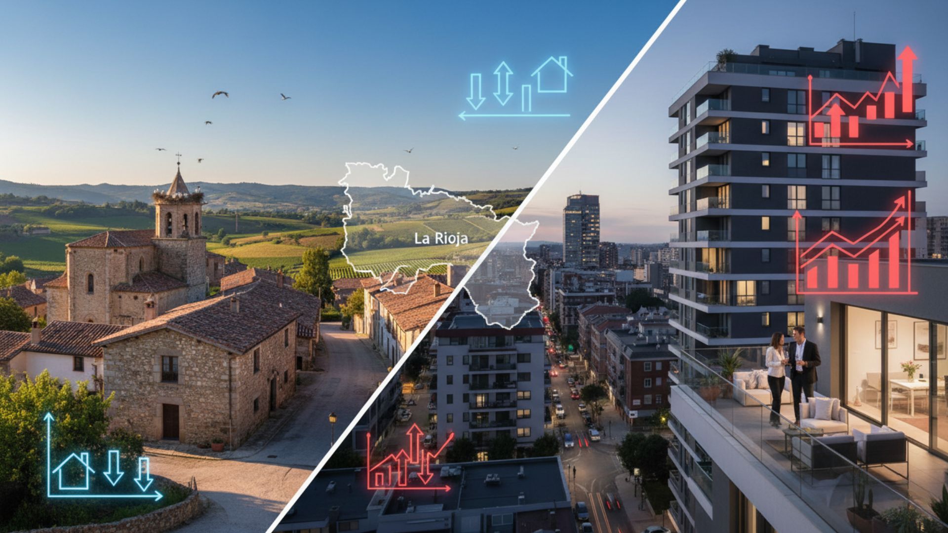 Contraste precios vivienda pueblo rural vs ciudad La Rioja - Diferencia compra 2026